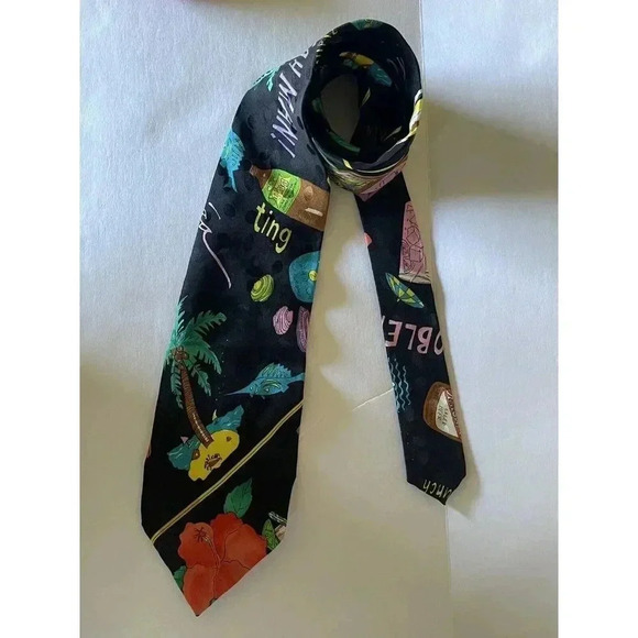 Nicole Miller Vintage 1990 Jamacin Black Tie - Picture 5 of 5